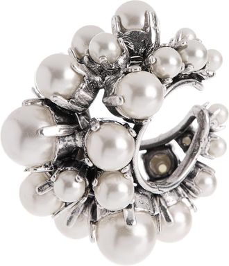 Givenchy Crystal Faux Pearl Ear Cuff in White/Silvery at Nordstrom