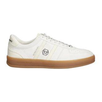 Philipp Plein Schoenen, Heren, Wit, 42 EU, Leer, Lo-Top Sneaker Retro Rebel
