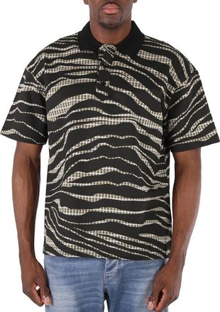 Roberto Cavalli Mens Zebra And Check Print Polo Shirt, Size X-Small
