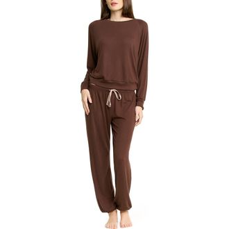 Honeydew Intimates Star Seeker Brushed Jersey Pajamas in Chocolate at Nordstrom, Size X-Small