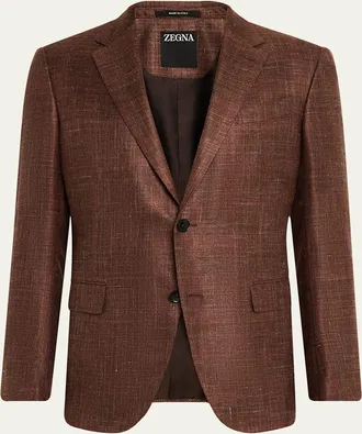 Ermenegildo Zegna Mens Melange Tonal Plaid Sport Coat