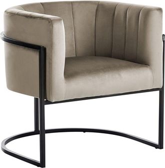 Beliani Beliani - Sillón de estilo glamuroso de terciopelo gris pardo y con estructura de metal negra Larvik ii
