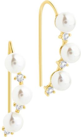 Sterling Forever 14K Gold Cz Siena Threader Earrings