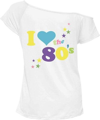 ZEE FASHION Womens I Love The 80s T Shirt Short Sleeves Ladies Retro Pop Star Tees Top UK 8-26 White