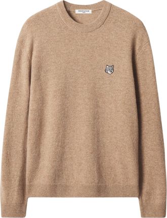 Maison Kitsun&eacute; Lambswool Knitwear Sweater with Embroidered Fox Head