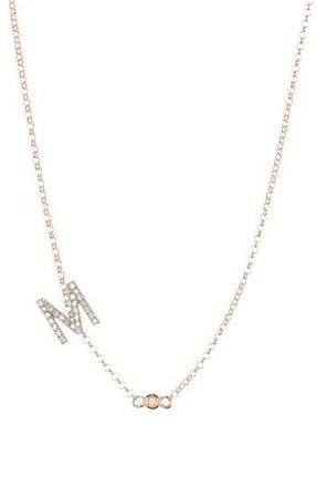 Meshmerise Bezel Diamond Initial Chain Necklace - 0.2ct. in Rose-M at Nordstrom Rack