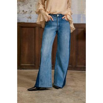 La petite &eacute;toile Stoned jeans met denim brut inzetstukken, PAIVA