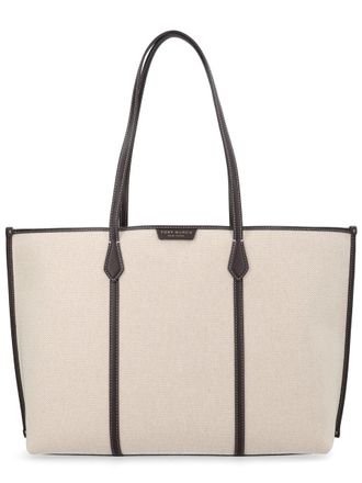 Tory Burch Womens Handbag Perry Beige Cotton Polyester Handbags Hand Bags