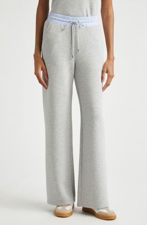 Veronica Beard Ernie Mixed Media Sweatpants in Light Heather Grey at Nordstrom, Size X-Large
