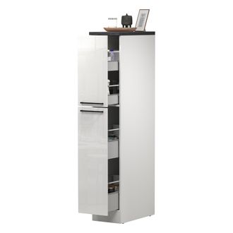 Dmora Despensa De Cocina Quintino, Mueble Multiusos, Mueble De Almacenaje Con 2 Cajones, 100% Made In Italy, 30x60h165 Cm, Blanco Brillo Y Pizarra, Con Emba