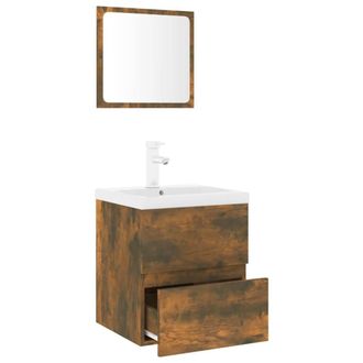 Berkfield Home Full Bathroom Furniture Set Smoked Oak Engineered Wood in Brown
