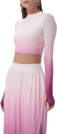 AFRM Eleni Ombr&eacute; Mesh Crop Top in Mauve Ombre at Nordstrom, Size X-Large