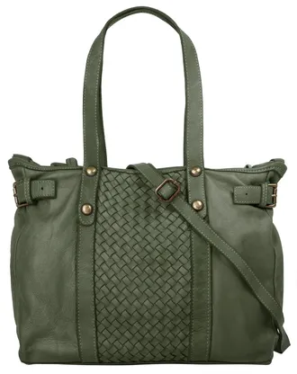 Samantha Look Shopper SAMANTHA LOOK, Damen, Gr. B/H/T: 40cm x 32cm x 18cm onesize, gr&uuml;n (dunkelgr&uuml;n), Leder, vintage, Taschen Shopper, echt Leder, Made in Italy