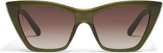 Quay Set in Stone 55mm Cat Eye Sunglasses in Olive/brown at Nordstrom