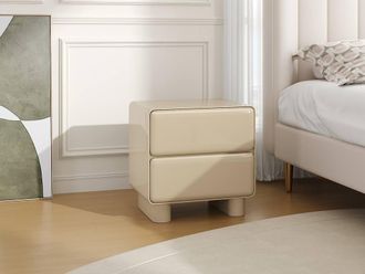 Vente-Unique Set Of 2 Bedside Tables With 2 Drawers - MDF - Lacquered Beige