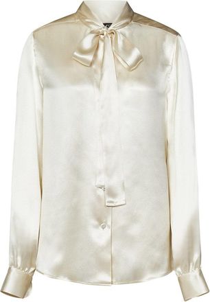Tom Ford White Shirt With Lavallière Collar And Gathered Yoke