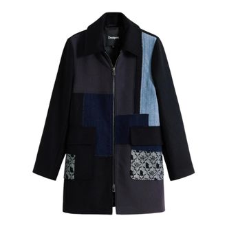 Desigual Single-Breasted Coats, female, Multicolor, XL, Patchwork Womens Coat Warm and Stylish