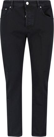 Pantaloni Torino Black Straight-Leg Stretch Cotton Jeans