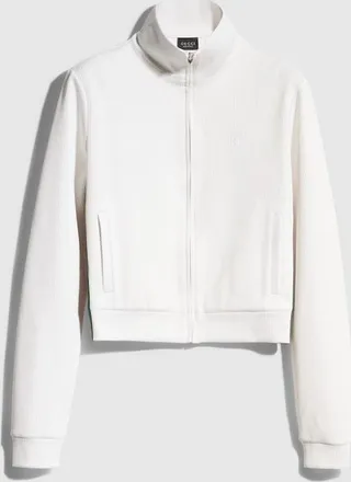 Gucci Rib Cotton Zip Sweatshirt With Web, White