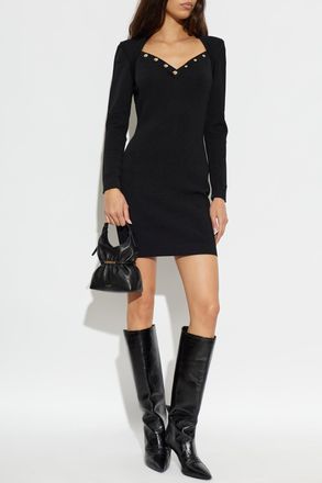 Balmain Dress With Shoulder Pads, Womens, Black