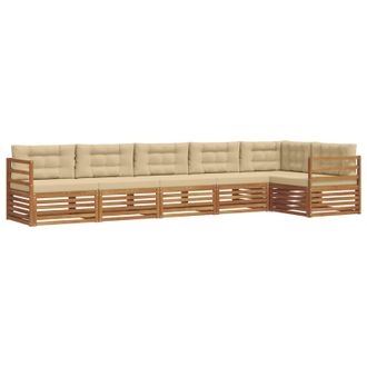vidaXL Conjunto De Sof&aacute;s De Exterior Con Coj&iacute;n 6 Pcs Natural Y Beige Vidaxl