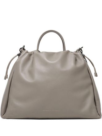 Brunello Cucinelli Mellow grote leren shopper - Grijs