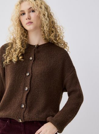 Twik Womens Puff-sleeve Cardigan Sweater