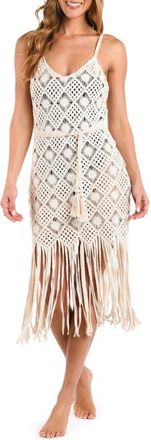 L'agence Haleigh Diamond Crocheted Cover-Up Dress in Natural at Nordstrom, Size X-Small