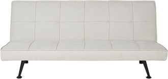 Beliani Modern Fabric Sofa Bed Polyester Armless Reclining Convertible Solid Wood Light Beige Hasle