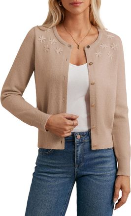 Grace Karin Ladies Winter Elegant Button-up Cardigan Crew Neck Long Sleeve Knitwear Slim Fit Sweater Light Khaki XL