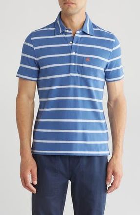 Brooks Brothers Stripe Short Sleeve Cotton Polo in Blue White at Nordstrom Rack, Size Xx-Large