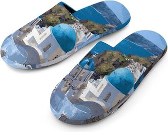 Generic Greek Cliff Island Mens House Slippers Slip Indoor Slipper On Shoes Warm Outdoor