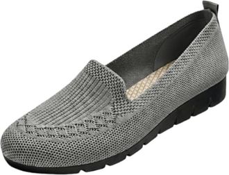 Generic Womens Orthopedic Knit Shoes - Slip-On Comfort Walking Shoes with Non-Slip Sole & Breathable Knit Upper (Gray,6.5)