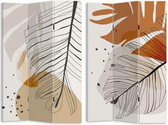 Vacchetti Vacchetti - Paravento Estampado Hojas Beige Naranja 3 Puertas Rectangular 120,6x2,5xh180,6x2,5xh180