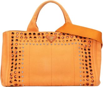 Prada Pre-owned Embellished Canvas Tote - Dames - Vintage Shopper - Oranje - ONE Size - Vintage