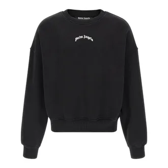 Palm Angels Sweatshirts, male, Black, Size: M Back Curved Logo Sweatshirt