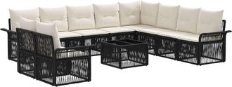 vidaXL Conjunto De Sof&aacute;s De Jard&iacute;n 11 Uds. Negro Rat&aacute;n Sint&eacute;tico Vidaxl