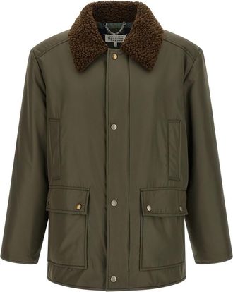 Maison Margiela Green Solid Shirt Collar Jacket