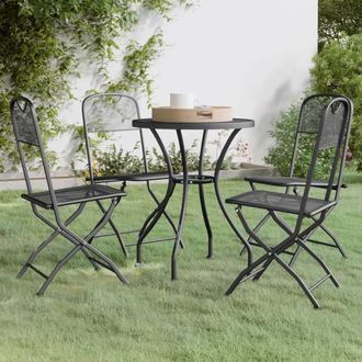 Berkfield Home 5 Piece Garden Dining Set Expanded Metal Mesh Anthracite in Black