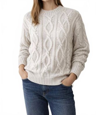 Elan Cable Knit Crewneck Sweater In Grey