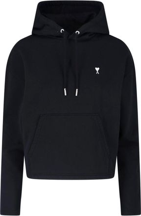 Ami Black Ami de Coeur Cropped Hoodie