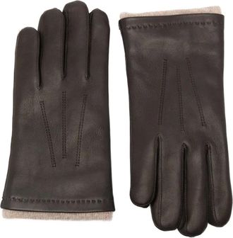 Orciani Stitching Gloves - men - Cashmere/Wool - 9.5 - Brown