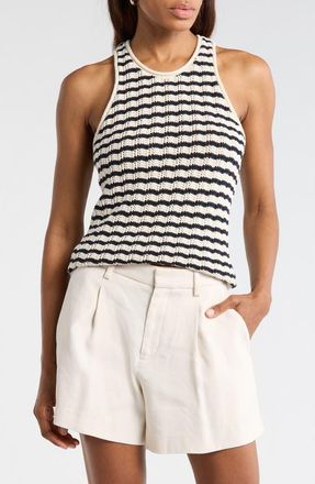 A.L.C. Nelly Stripe Pointelle Stitch Tank in Parchment/Navy Stripe at Nordstrom Rack, Size X-Small