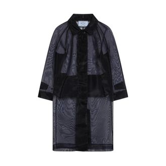 Prada Enkelrij broekpak in crinoline - Dames - Mantels - Blauw - Maat: M Nylon