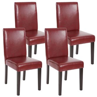 Hhg Hhg - Juego De 4 Sillas De Comedor Silla De Cocina Littau, Polipiel, Marr&oacute;n Rojizo, Patas Oscuras
