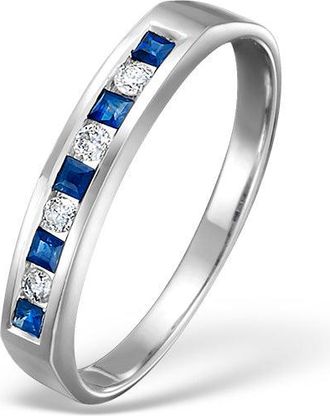The Diamond Store Sapphire 0.20ct And Diamond 9K White Gold Ring