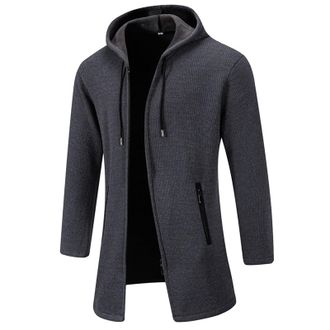 Generic Mens Zipper Cardigan Hoodie Mens Knitted Cardigan Sweater Chunky Outwear Top Knitwear Classic Knitted Autumn Winter Thick Sweater Outwear