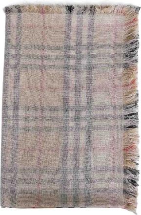 Burberry Dubbellaagse Sjaal van Zijde en Wol - Dames - Wintersjaals - Beige - ONE Size - Wol - Accessoires