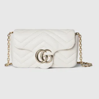 Gucci GG Marmont Mini Shoulder Bag, White, Leather