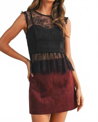 Mustard Seed Lace With Corset Sleeveless Top In Black